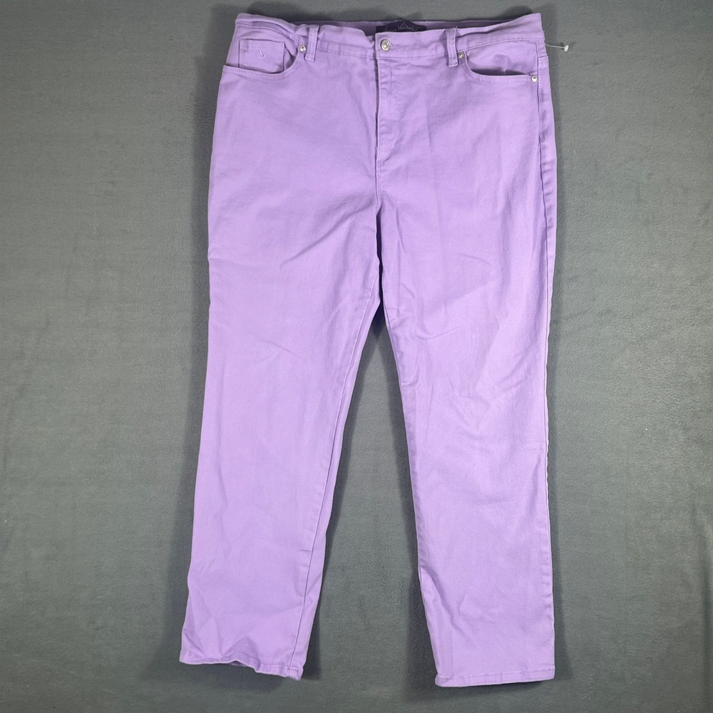 Gloria Vanderbilt Womens Jeans 16S Purple Amanda Classic Tapered Short Leg Logo